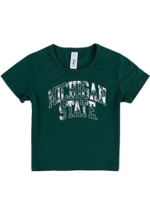 Michigan State Spartans Girls Green Tie Dye Wordmark Short Sleeve Tee