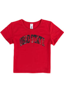 Ohio State Buckeyes Girls Red Tie Dye Wordmark Short Sleeve Tee