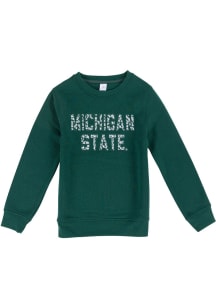 Michigan State Spartans Girls Green Floral Long Sleeve Sweatshirt