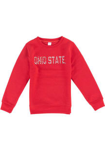 Ohio State Buckeyes Girls Red Floral Long Sleeve Sweatshirt