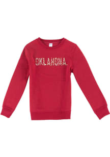 Oklahoma Sooners Girls Cardinal Floral Long Sleeve Sweatshirt