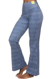 Michigan Wolverines Womens Navy Blue Gingham Flare Pants