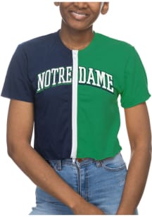 Notre Dame Fighting Irish Womens  Crop Colorblock Zipper Short Sleeve T-Shirt