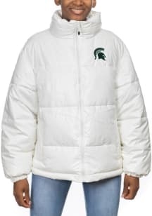 Womens White Michigan State Spartans Puffer Heavy Weight Jacket