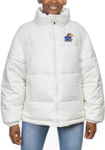 Kansas Jayhawks Womens White Puffer Heavy Weight Jacket