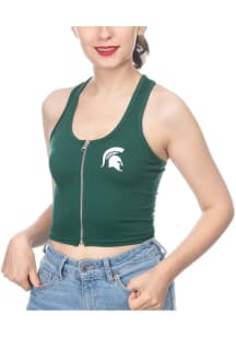 Michigan State Spartans Womens Green Zipper Tank Top
