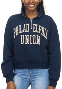 Philadelphia Union Womens Navy Blue Crop 1/4 Zip Pullover