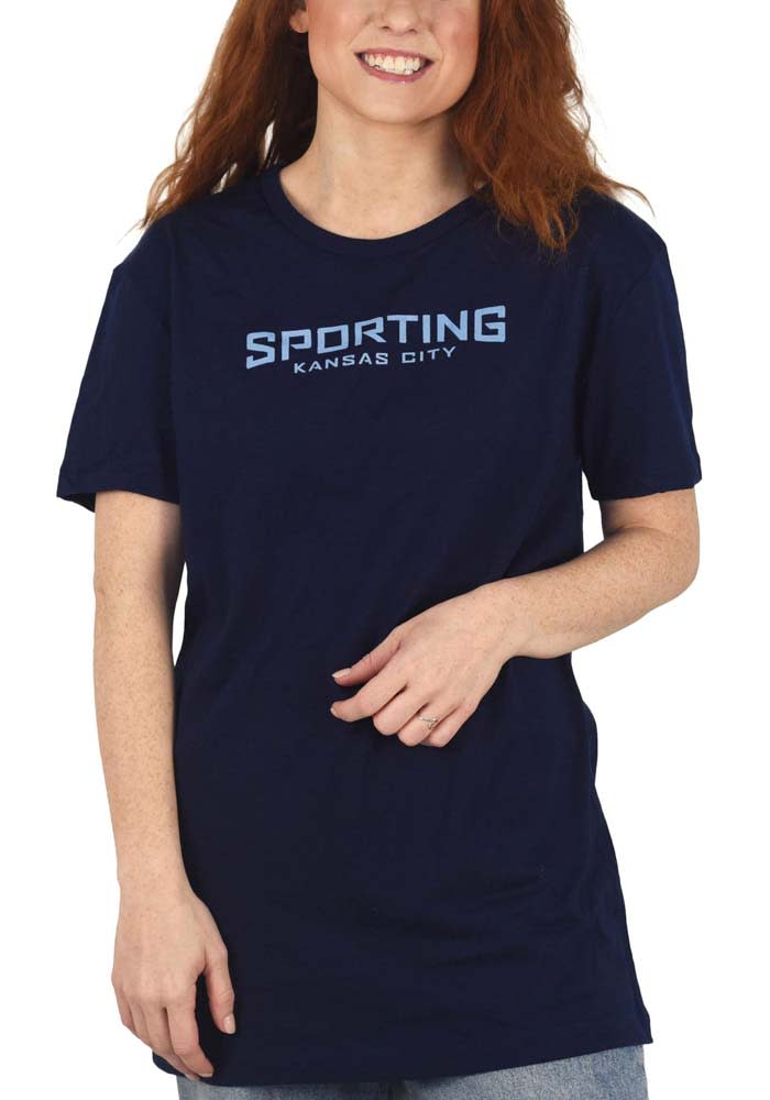 Sporting Kansas City Womens Navy Blue Oversized Short Sleeve T-Shirt