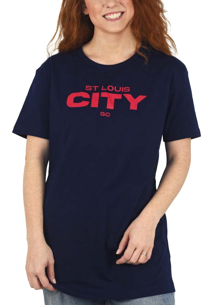 St Louis City SC Womens Navy Blue Oversized Short Sleeve T-Shirt