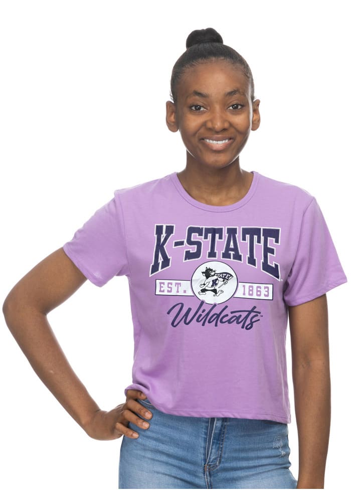 K-State Wildcats Womens Lavender Crop Short Sleeve T-Shirt