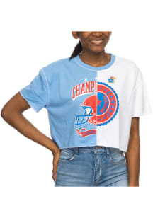 Kansas Jayhawks Womens Light Blue Colorblock Short Sleeve T-Shirt