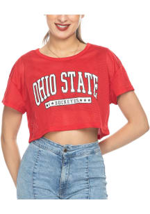 Ohio State Buckeyes Womens Cropped Fashion Football Jersey - Red