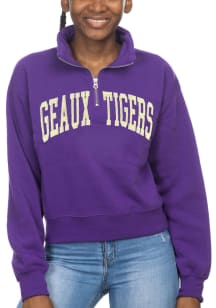 LSU Tigers Womens Purple Cropped Sport 1/4 Zip Pullover