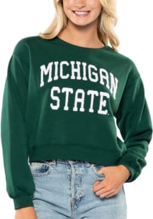 Michigan State Spartans Womens Green Cropped Crew Sweatshirt