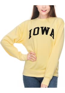 Womens Yellow Iowa Hawkeyes Sport Design Crew Sweatshirt