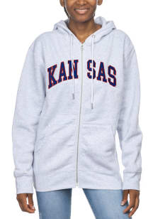 Kansas Jayhawks Womens Grey Cold Long Sleeve Full Zip Jacket