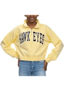 Iowa Hawkeyes Womens Yellow Sport Crop 1/4 Zip Pullover