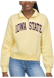 Iowa State Cyclones Womens Yellow Sport Crop 1/4 Zip Pullover