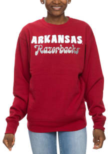 Arkansas Razorbacks Womens Crimson Glitter Sport Crew Sweatshirt