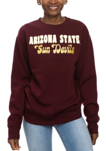 Arizona State Sun Devils Womens Maroon Glitter Sport Crew Sweatshirt