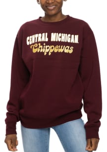Central Michigan Chippewas Womens Maroon Glitter Sport Crew Sweatshirt