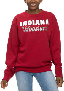 Womens Crimson Indiana Hoosiers Glitter Sport Crew Sweatshirt