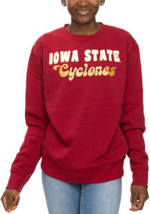 Iowa State Cyclones Womens Crimson Glitter Sport Crew Sweatshirt