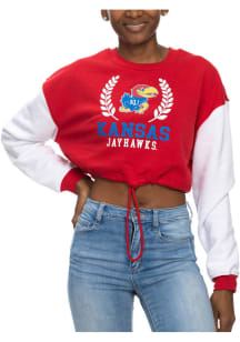 Kansas Jayhawks Womens Red Cinch Crew Sweatshirt