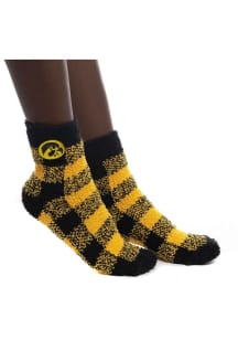 Buffalo Check Design Iowa Hawkeyes Womens Quarter Socks - Yellow