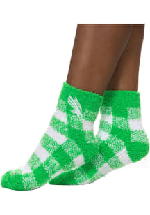 North Texas Mean Green Buffalo Check Womens Quarter Socks