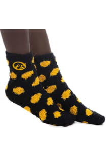 Fuzzy Dot Iowa Hawkeyes Womens Quarter Socks - Yellow