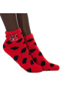 Miami RedHawks Fuzzy Dot Womens Quarter Socks