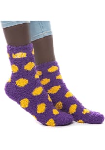 LSU Tigers Fuzzy Dot Womens Quarter Socks