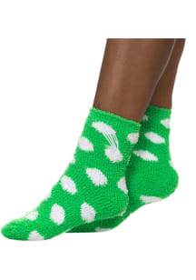 North Texas Mean Green Fuzzy Dot Womens Quarter Socks