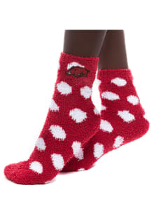 Arkansas Razorbacks Fuzzy Dot Womens Quarter Socks
