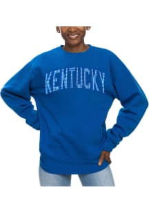 Kentucky Wildcats Womens Blue Gingham Sport Crew Sweatshirt