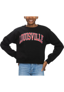 Louisville Cardinals Womens Black Cropped Sport Crew Sweatshirt
