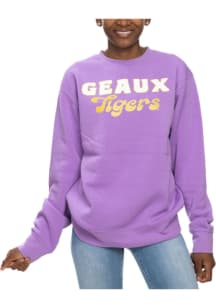 LSU Tigers Womens Lavender Glitter Sport Crew Sweatshirt