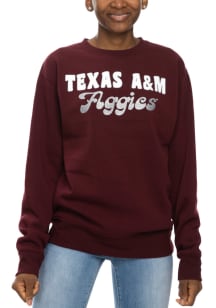 Texas A&amp;M Aggies Womens Maroon Glitter Sport Crew Sweatshirt