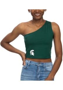 Michigan State Spartans Womens Green One Shoulder Tank Top