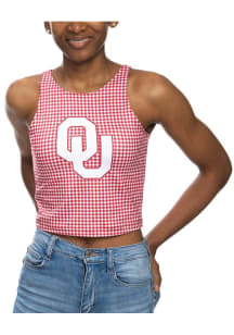 Oklahoma Sooners Womens Crimson Gingham First Down Tank Top