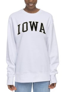 Womens White Iowa Hawkeyes Sport Crew Sweatshirt