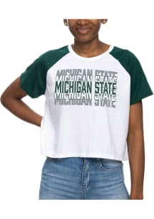 Michigan State Spartans Womens White Raglan Short Sleeve T-Shirt