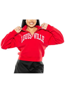 Louisville Cardinals Womens Red Cropped Sport Fleece Qtr Zip