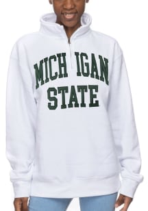 Womens White Michigan State Spartans Sport Fleece Design Qtr Zip