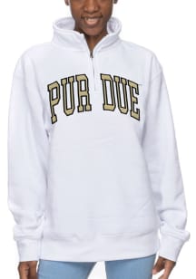 Womens White Purdue Boilermakers Sport Fleece Qtr Zip