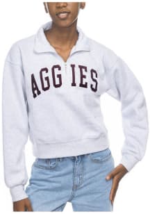 Texas A&amp;M Aggies Womens Ash Cropped Sport Fleece Qtr Zip