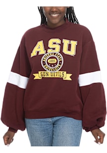 Arizona State Sun Devils Womens Maroon Mock Neck Crew Sweatshirt