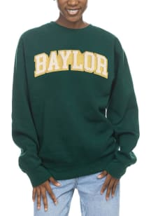 Baylor Bears Womens Green Sparkle Chenille Sport Fleece Crew Sweatshirt