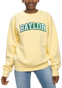 Baylor Bears Womens Yellow Sparkle Chenille Sport Fleece Crew Sweatshirt